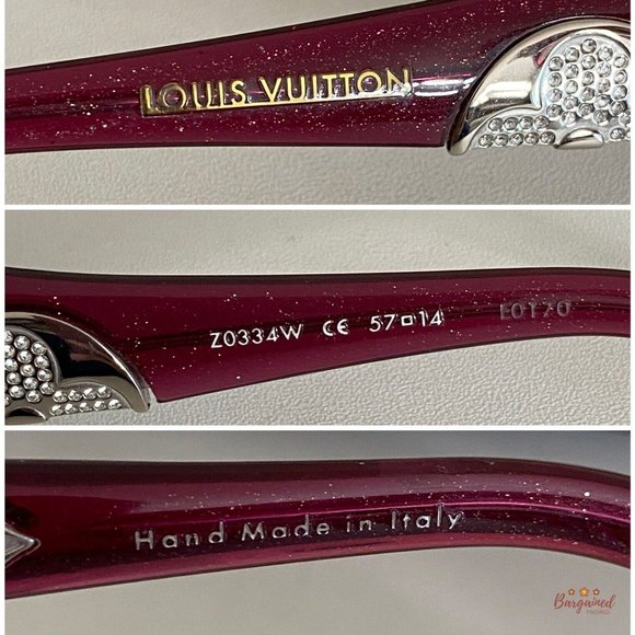 Authentic LOUIS VUITTON Burgundy Acetate Iris PM Rhinestone Oval Sunglasses - Picture 9 of 12